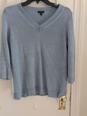 Talbots Pale Blue V-Neck Lightweight Sweater